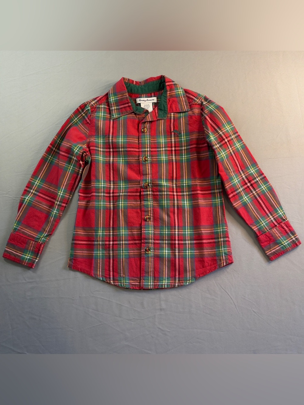 Tommy Bahama Red and Green Plaid Button-Down Kids Shirt